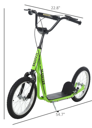 Youth Scooter Kick Scooter for Kids 5+ with Adjustable Handlebar Front and Rear Dual Brakes, Light Green