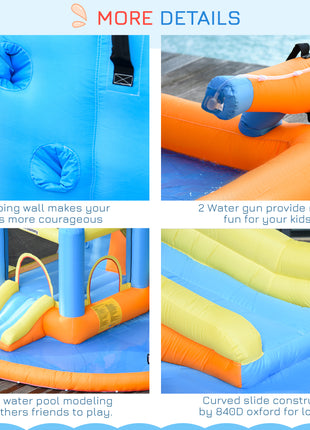 5-in-1 Kids Inflatable Bounce House Jumping Castle with Water Pool, Slide, Climbing Walls & 2 Water Guns