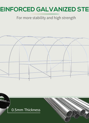 Steel Frame Walk-In Tunnel Greenhouse Garden Warm House Large Hot House Kit with Windows & Door, 19' x 10' x 7', Green