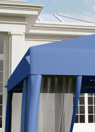 10' x 10' Pop Up Canopy Tent with Netting, Instant Gazebo, Screen House Room with Carry Bag, Height Adjustable, for Outdoor, Garden, Patio, Camping, Blue