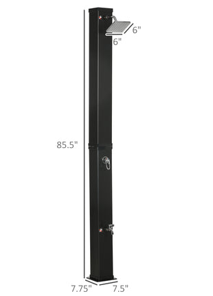 10.6 Gallons Solar Heated Shower with Free-Rotating Shower Head, Temperature Adjustment & Foot Shower, 2-Section Outdoor Shower for Backyard Poolside Beach Pool Spa, 7ft