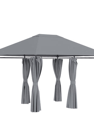 10' x 13' Outdoor Patio Gazebo, Canopy Shelter with 6 Removable Sidewalls & Steel Frame for Garden, Lawn, Backyard & Deck, Gray