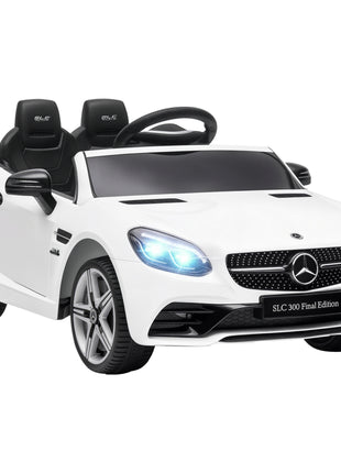 Mercedes SLC 300 Licensed Kids Electric Car with Remote Control, 12V Battery Powered Kids Ride on Car with Music, Lights, Suspension for 3-6 Years Old, White