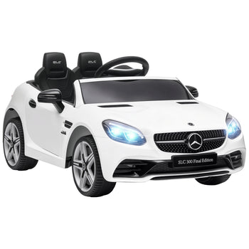 Mercedes SLC 300 Licensed Kids Electric Car with Remote Control, 12V Battery Powered Kids Ride on Car with Music, Lights, Suspension for 3-6 Years Old, White