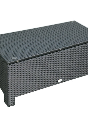 Patio Coffee Table, Large Side Table, Hand-Woven PE Rattan, Weather Resistant Wicker, Outdoor Furniture for Garden Black