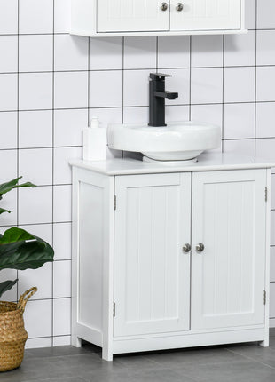 Bathroom Vanities, Bathroom Sink Cabinets with U-Shape Cut-Out and Adjustable Internal Shelf, White