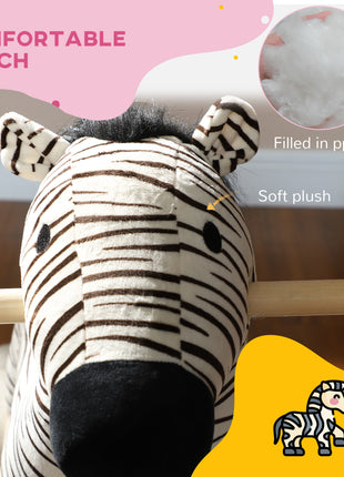 Zebra Shaped Kids Rocking Horse with Realistic Sound for 2-4 Years, Black