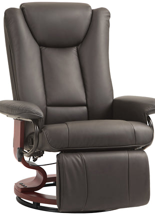 Modern RV Recliner Chair, PU Leather Swivel Recliner Armchair with Footrest for Living Room, Brown