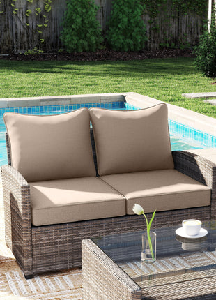 Patio Chair Cushions Set of 2 with Seat & Backrest, Fade Resistant Seat Replacement Cushion Set, Beige