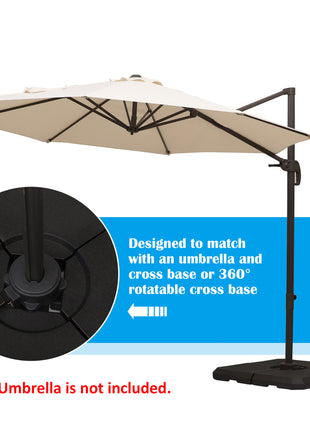 4-Piece Heavy Duty Cantilever Offset Umbrella Stand Base Weight, 264 lb. Capacity, Easy to Fill with Water or Sand