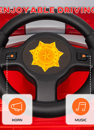 12V Ride on Fire Truck with Siren, Flashing Lights Fire Extinguisher, Soft Start, Horn Music, Red