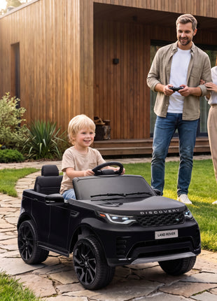 12V Electric Car for Kids, Licensed Land Rover Ride on Car with Parent Remote, Soft Start, 4 Wheel Suspension, Black
