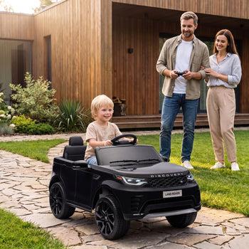 12V Electric Car for Kids, Licensed Land Rover Ride on Car with Parent Remote, Soft Start, 4 Wheel Suspension, Black
