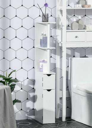 Bathroom Storage Cabinet with Open Shelves, White