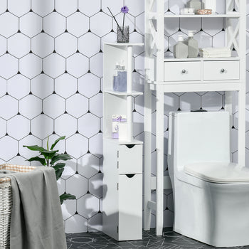 Bathroom Storage Cabinet with Open Shelves, White