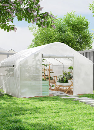 13' x 10' x 6.5' Tunnel Greenhouse Hoop House with Upgraded Galvanized Steel Frame and Large Windows, White