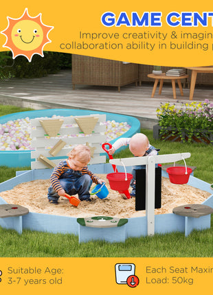 Wooden Sandbox for 3-7 Years, 85" x 85" x 25", Blue
