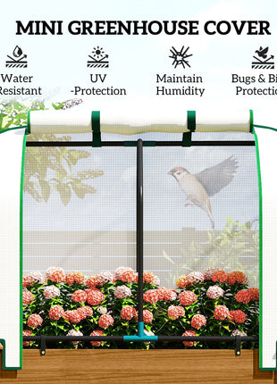 Raised Garden Bed with PE Greenhouse Cover Outdoor Planter Box for Herbs and Vegetables, 35 x 22 x 47 inch, Brown