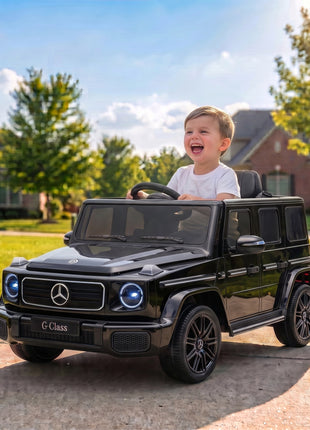 Licensed Mercedes-Benz G580 12V Kids Ride On Car with Remote, Soft Start, Headlights, Seat Belt, Music, USB, Horn, Black