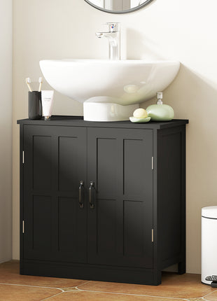 Bathroom Sink Cabinet, Pedestal Sink Cabinet with Adjustable Shelf, Black