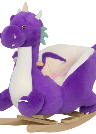 Baby Rocking Horse, Kids Ride On Dragon Toy with Realistic Dragon Roar and Safety Belt for Kids 18–36 Months, Purple