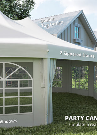 29' x 21' Canopy Party Event Tent with 2 Pull-Back Doors, White