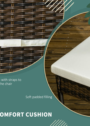 4 PE Rattan Outdoor Dining Chairs with Cushions, Patio Wicker Dining Chairs with Backrest, Brown