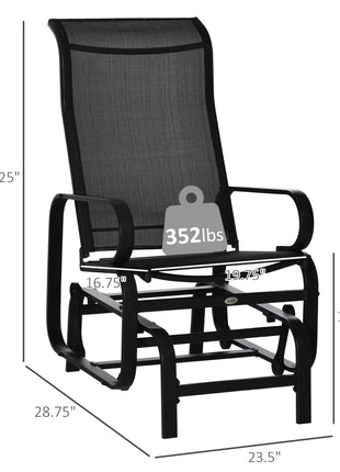 Outdoor Patio Sling Fabric Swing Glider Rocker Chair with Smooth Rocking Arms, Black