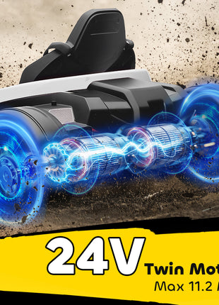 24V Electric Go Kart with Dual 150W Motors, Adjustable Seat & 11.2MPH High Speed, Slow Start, 5-Point Harness, White