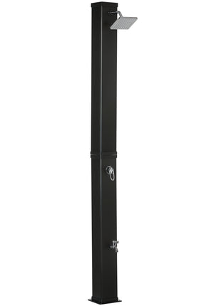 10.6 Gallons Solar Heated Shower with Free-Rotating Shower Head, Temperature Adjustment & Foot Shower, 2-Section Outdoor Shower for Backyard Poolside Beach Pool Spa, 7ft