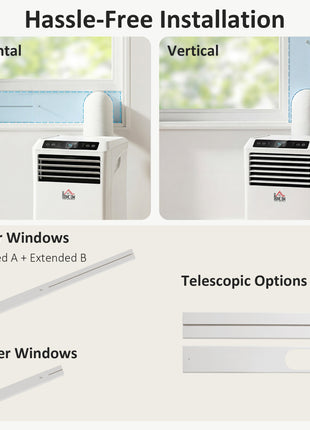 10000 BTU Mobile Portable Air Conditioner with Cooling, Dehumidifier and Ventilating, 2 Speed Fans, 24-Hour Timer, White