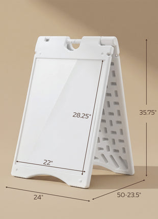 A Frame Sandwich Board Signs Outdoor 22" x 28" Sidewalk Sign with Weighted Tank & Weatherproof Design, White