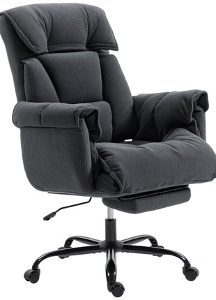 High Back Office Chair, Reclining Desk Chair with Footrest, High Resilience Foam, Rolling Wheels, Dark Gray