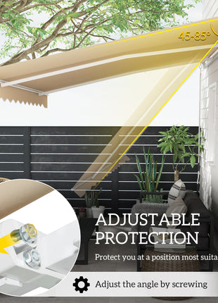 13' x 8' Retractable Awning, Patio Awnings, Sunshade Shelter w/ Manual Crank Handle, UV & Water-Resistant Fabric and Aluminum Frame for Deck, Balcony, Yard, Beige