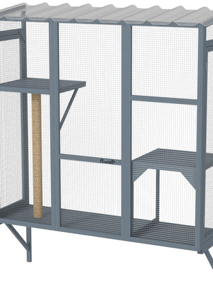 Catio Outdoor, Window Catio for 2-3 Large Indoor Cats w/ 2 Jumping Platforms, Scratching Post, for Playing, Napping