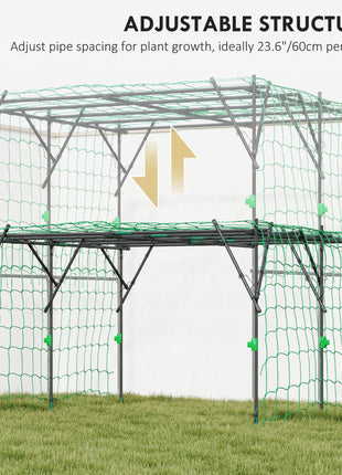 Garden Arch Trellis, 7.3 FT Tall Metal Plant Trellis Support with Climbing Net, Cucumber Trellis for Vegetables, Black