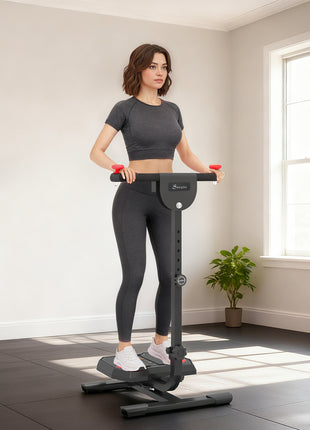 Foldable Ab Twister Board for Waist Trimming with LCD Display, Ab Workout Equipment for Women and Men, Red