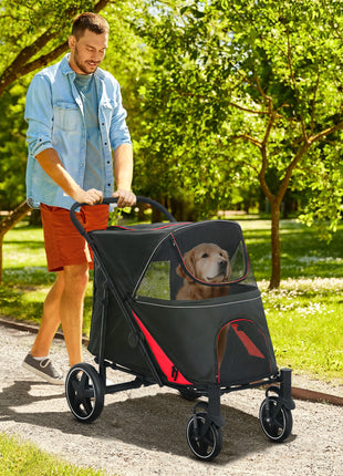 One-Click Foldable Dog Stroller for M, L Dogs, Pet Stroller, Black