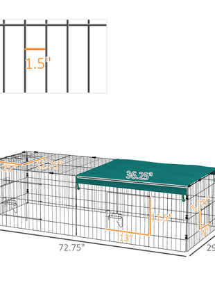 73" Small Animal Playpen with with Roof for Rabbits, Chicken, Chinchillas for Indoor/Outdoor Use, Green