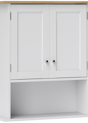 Wall Mounted Bathroom Cabinet, Modern Bathroom Wall Cabinet with 2 Doors and Adjustable Shelf, White