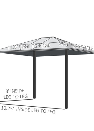 10' x 12' Hardtop Gazebo Canopy with Polycarbonate Roof, Aluminum Frame, Permanent Pavilion Outdoor Gazebo with Netting, for Patio, Garden, Backyard, Deck, Lawn, Black, Beige