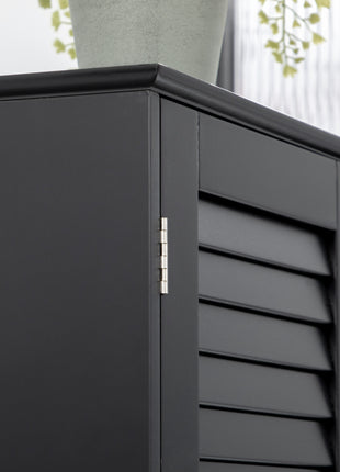 Tall Narrow Bathroom Storage Cabinet with Doors and Shelf Adjustability, Freestanding Linen Cabinet with 2 Cabinets and Countertop, Black