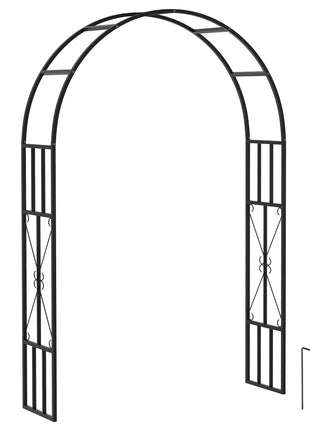 7.3ft Steel Garden Arch Trellis, Garden Arbor Trellis for Climbing Plants Roses Wisteria Vines, Flower Arch Wedding Arch Stand for Outdoor, Garden, Lawn, Backyard, Black