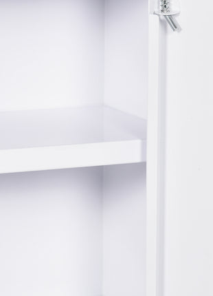 12" x 18" Lockable Medicine Cabinet, 3 Tier Steel Medical Wall Box with 2 Keys and Shelves for Bathroom, White