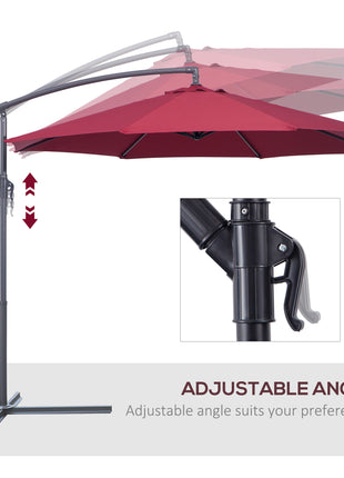 10' Cantilever Patio Umbrellas with UV and Water Resistant for Patio & Backyard Comfortable Red