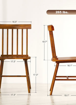 Dining Chairs Set of 2, Farmhouse Wood Kitchen Chairs with Rubber Wood Frame, Spindle Back for Dining Room, Light Brown
