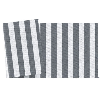 Reversible Outdoor Rug, 9' x 18' Waterproof Plastic Straw Floor Mat, Portable RV Camping Carpet, Large Floor Mat for Backyard, Deck, Picnic, Beach, Gray & White Striped
