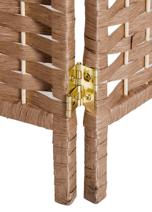 Room Divider 6 Panel, 6FT Tall Folding Privacy Screen, Freestanding Hand-Woven Partition for Room Separation with 360° Hinges, Paper Rope Diamond Weave, Natural