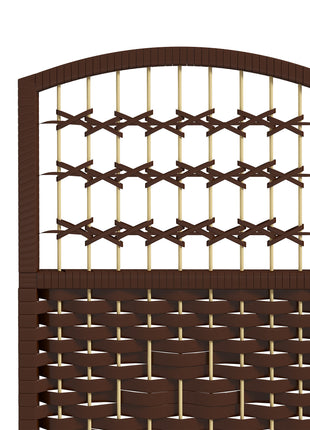 3 Panel Folding Room Divider Portable Privacy Screen Wave Fiber Room Partition for Home Office Brown