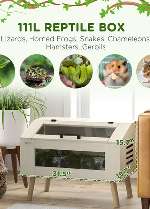 30 Gallon Reptile Tank, Top Opening Reptile Enclosure with Glass Windows for Snakes, Lizards Horned Frogs & Chameleons